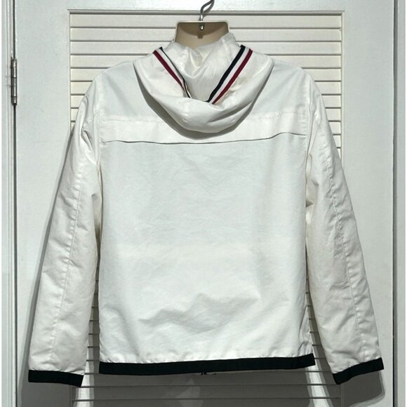 Michael Kors Men's White Stripes Red Blue Hooded Zip-Up Jacket Size Small 3059 - Picture 3 of 11